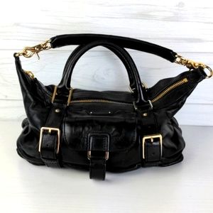 Botkier Sasha Duffle Medium Black Leather Hobo Bag